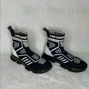 Michael Kors Kendra Sock Sneakers Boots Women’s 5.5 Black Gray White